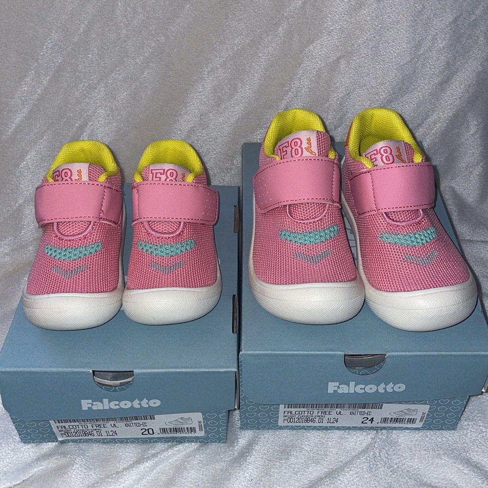 NWT FALCOTTO FREE VL. - First steps shoes in faux leather and fabric White-Pink - Picture 7 of 13